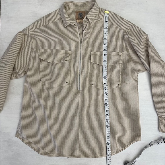 Esprit Sport Vintage Cream and Tan Striped top zip top Women's L - Picture 6 of 8